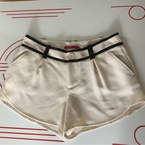 Alice + Olivia Cream and Leather Shorts